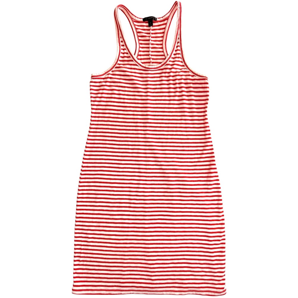 J.Crew Tank‎ Dress Women S Red Striped Racerback Cotton Mini F0823